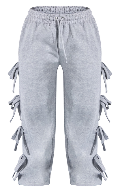 Petite Wide Leg Joggers With Bow Details